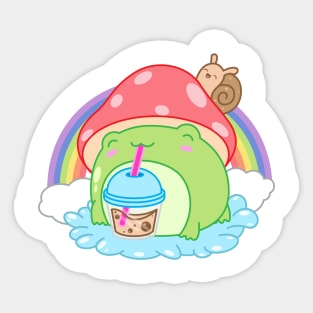 Frog Boba Bubble Tea Kawaii Anime Japanese Mushroom Snail Sticker